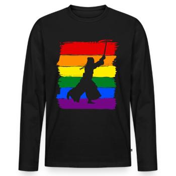 Kendo LGBT Pride - Men's Premium Organic Long Sleeve Shirt - black - Front - Nico (187cm)
