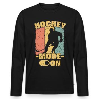 Eishockey Retro - Männer Premium Bio Langarmshirt - Schwarz - Vorne - Nico (187cm)