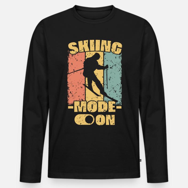 Skifahren retro - Männer Premium Bio Langarmshirt - Schwarz