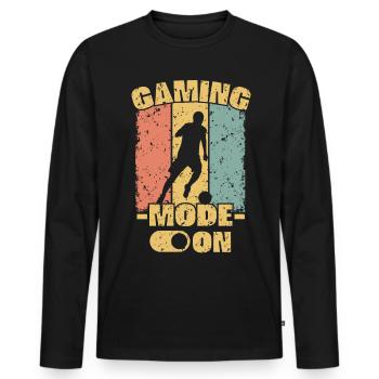 Fußball Retro - Männer Premium Bio Langarmshirt - Schwarz - Vorne - Nico (187cm)