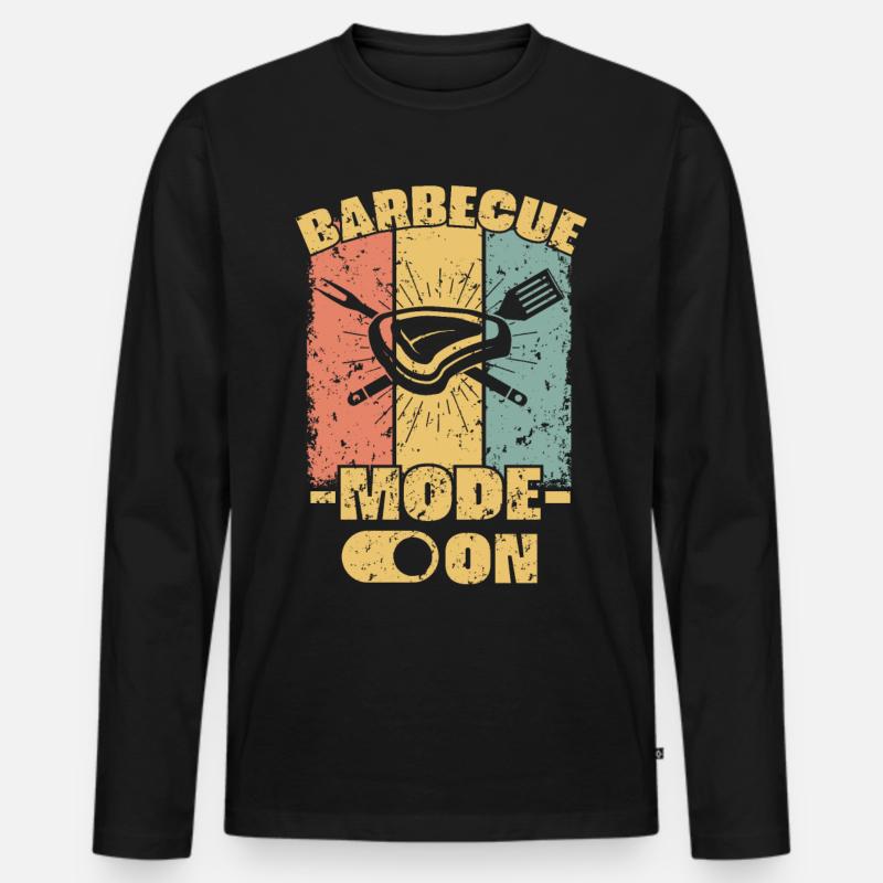 Grill retro - Männer Premium Bio Langarmshirt - Schwarz