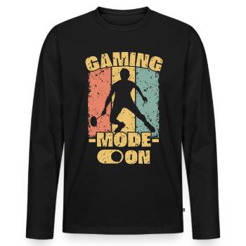 Badminton rétro - T-shirt manches longues Premium bio Homme - noir - Devant - Nico (187cm)