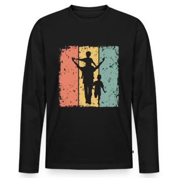 Père père de deux garçons - T-shirt manches longues Premium bio Homme - noir - Devant - Nico (187cm)
