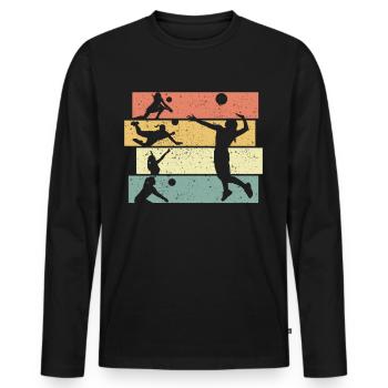 Volleyball féminin rétro - T-shirt manches longues Premium bio Homme - noir - Devant - Nico (187cm)