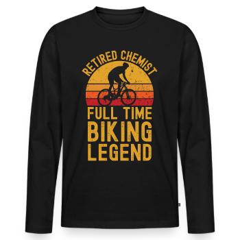 Légende du vélo chimiste à la retraite - T-shirt manches longues Premium bio Homme - noir - Devant - Nico (187cm)