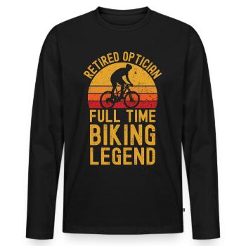 Légende du vélo opticien à la retraite - T-shirt manches longues Premium bio Homme - noir - Devant - Nico (187cm)