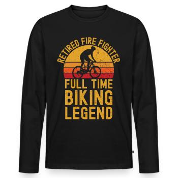 Légende du vélo pompier à la retraite - T-shirt manches longues Premium bio Homme - noir - Devant - Nico (187cm)