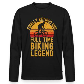 Retraité et légende du vélo - T-shirt manches longues Premium bio Homme - noir - Devant - Nico (187cm)