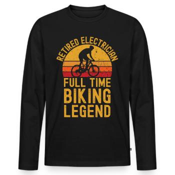 Retired electrician biking legend - Men's Premium Organic Long Sleeve Shirt - black - Front - Nico (187cm)