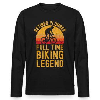 Retired plumber biking legend - Men's Premium Organic Long Sleeve Shirt - black - Front - Nico (187cm)