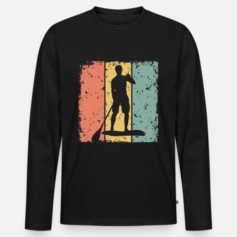 Paddleboard retro - Männer Premium Bio Langarmshirt - Schwarz