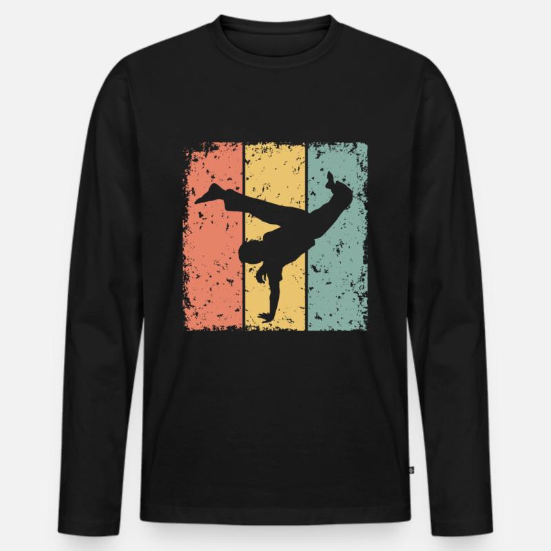Capoeira retro - Männer Premium Bio Langarmshirt - Schwarz