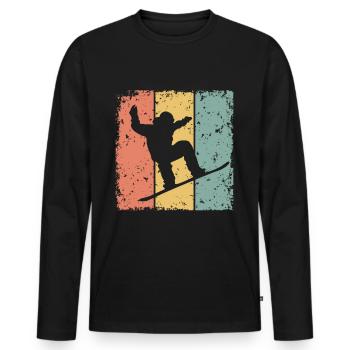 Snowboard rétro - T-shirt manches longues Premium bio Homme - noir - Devant - Nico (187cm)