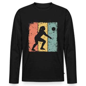 Volleyball féminin rétro - T-shirt manches longues Premium bio Homme - noir - Devant - Nico (187cm)