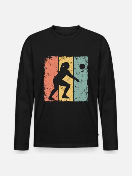 Women Volleyball retro - Men's Premium Organic Long Sleeve Shirt - black