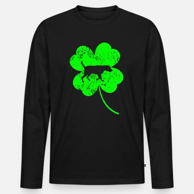 Labrador St.Patrick's day Shamrock - Männer Premium Bio Langarmshirt - Schwarz