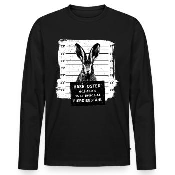 Osterhase Mugshot Polizeifoto Hase Ostern - Männer Premium Bio Langarmshirt - Schwarz - Vorne - Nico (187cm)