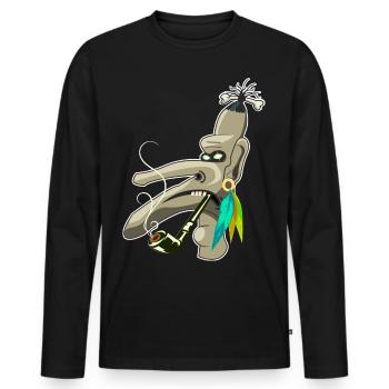 Voodoo Design, mit den coolen Voodoo Priester - Männer Premium Bio Langarmshirt - Schwarz - Vorne - Nico (187cm)