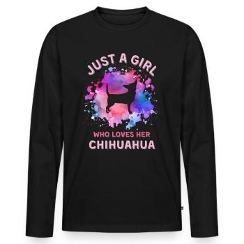 Nur ein Mädchen, das ihren Chihuahua liebt - Männer Premium Bio Langarmshirt - Schwarz - Vorne - Nico (187cm)