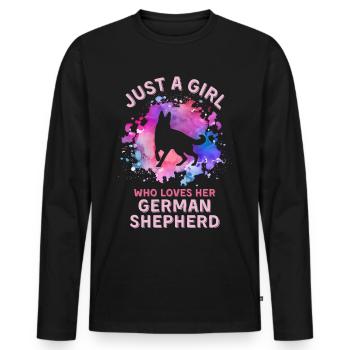 Just girl who loves her German-shepherd - Men's Premium Organic Long Sleeve Shirt - black - Front - Nico (187cm)