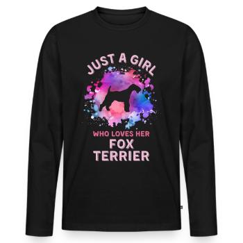Juste une fille qui aime son Fox-terrier - T-shirt manches longues Premium bio Homme - noir - Devant - Nico (187cm)