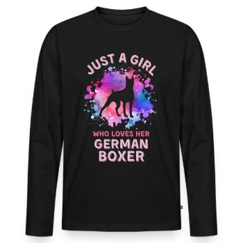 Juste une fille qui aime son boxeur allemand - T-shirt manches longues Premium bio Homme - noir - Devant - Nico (187cm)