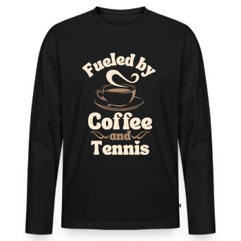 Amateur de café Tennis - T-shirt manches longues Premium bio Homme - noir - Devant - Nico (187cm)