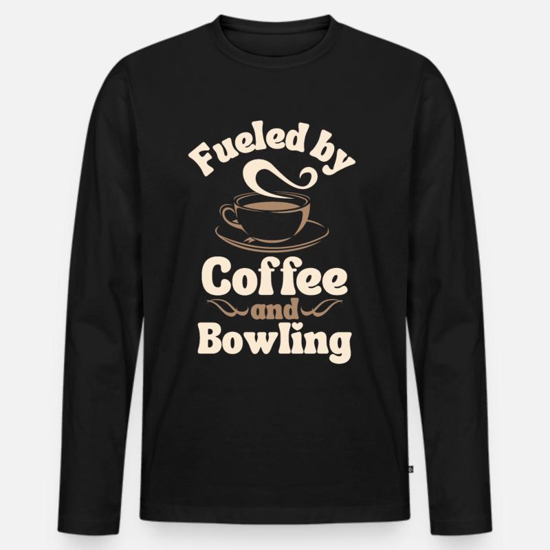 Kaffee-Bowling-Liebhaber - Männer Premium Bio Langarmshirt - Schwarz