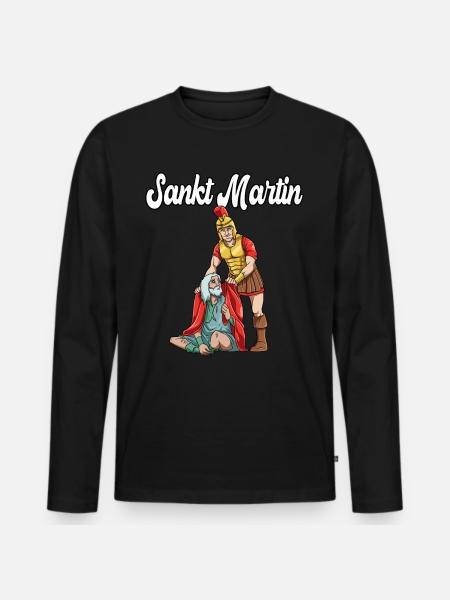 Sankt Martin St Martin - Männer Premium Bio Langarmshirt - Schwarz