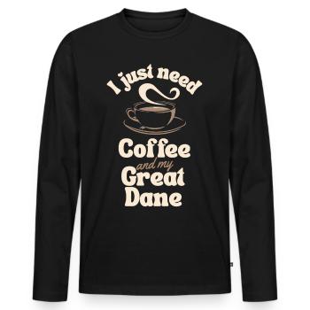 Café Amoureux des grand-danois - T-shirt manches longues Premium bio Homme - noir - Devant - Nico (187cm)