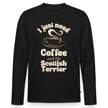 Kaffee Scottish-Terrier Liebhaber - Männer Premium Bio Langarmshirt - Schwarz - Vorne - Nico (187cm)