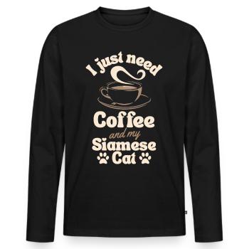 Kaffee-Siamkatzenliebhaber - Männer Premium Bio Langarmshirt - Schwarz - Vorne - Nico (187cm)
