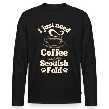 Kaffee Scottish-fold Liebhaber - Männer Premium Bio Langarmshirt - Schwarz - Vorne - Nico (187cm)