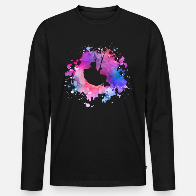 Frauen Paragliding Mädchen - Männer Premium Bio Langarmshirt - Schwarz