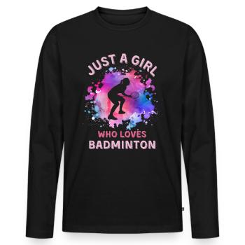 Frauen Badminton Mädchen - Männer Premium Bio Langarmshirt - Schwarz - Vorne - Nico (187cm)