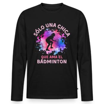 Frauen Badminton Mädchen - Männer Premium Bio Langarmshirt - Schwarz - Vorne - Nico (187cm)