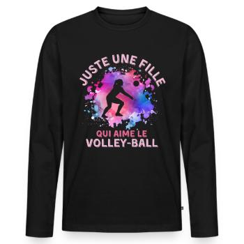Volley-ball fille - T-shirt manches longues Premium bio Homme - noir - Devant - Nico (187cm)