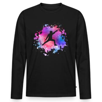 Frauen Fechten Mädchen - Männer Premium Bio Langarmshirt - Schwarz - Vorne - Nico (187cm)