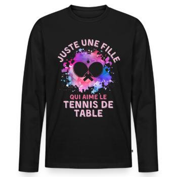 Table Tennis Women Girl - Men's Premium Organic Long Sleeve Shirt - black - Front - Nico (187cm)