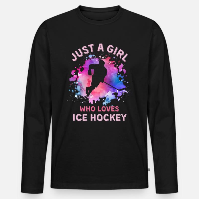 Frauen Eishockey Mädchen - Männer Premium Bio Langarmshirt - Schwarz