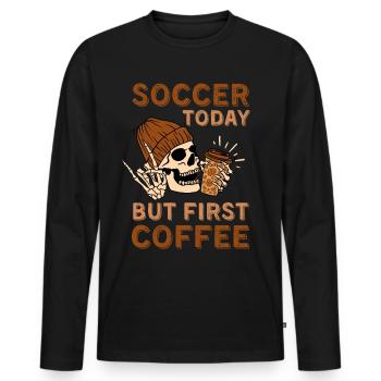 Coffee Soccer skeleton - Men's Premium Organic Long Sleeve Shirt - black - Front - Nico (187cm)