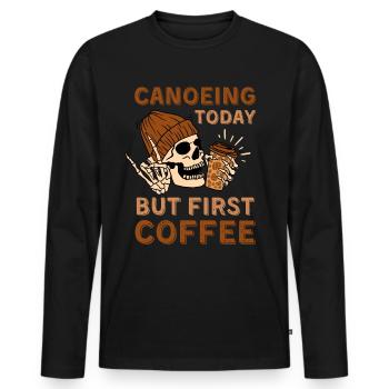 Coffee Canoeing skeleton - Men's Premium Organic Long Sleeve Shirt - black - Front - Nico (187cm)