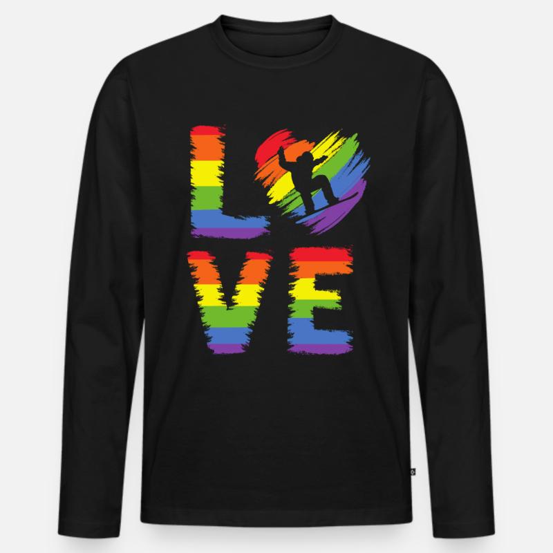 Snowboarden LGBT Pride - Männer Premium Bio Langarmshirt - Schwarz