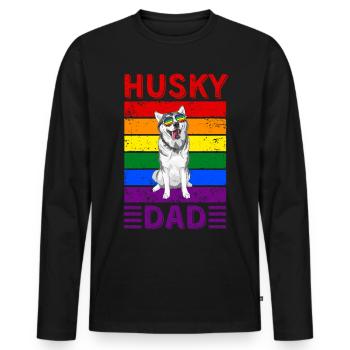 Husky Papa LGBTQ - T-shirt manches longues Premium bio Homme - noir - Devant - Nico (187cm)