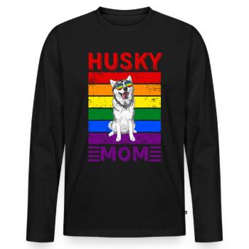 Husky Maman LGBTQ - T-shirt manches longues Premium bio Homme - noir - Devant - Nico (187cm)