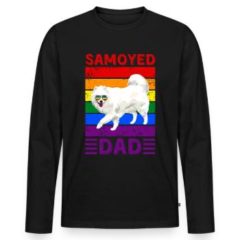 Samoyed Dad LGBTQ - Men's Premium Organic Long Sleeve Shirt - black - Front - Nico (187cm)