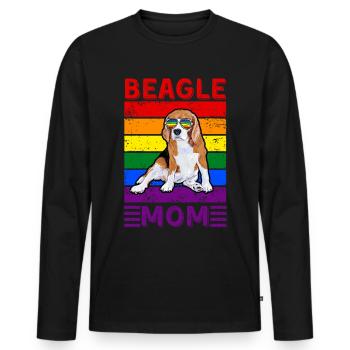 Beagle Maman LGBTQ - T-shirt manches longues Premium bio Homme - noir - Devant - Nico (187cm)