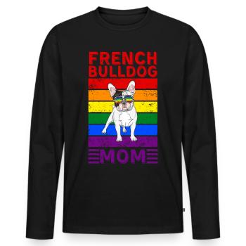 Maman bouledogue française LGBTQ - T-shirt manches longues Premium bio Homme - noir - Devant - Nico (187cm)