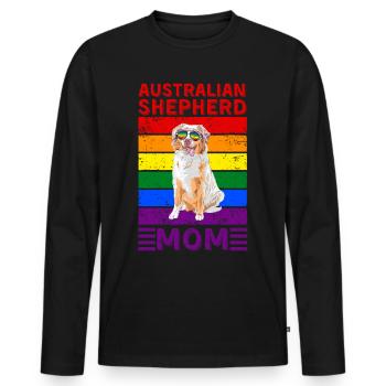 Berger australien Maman LGBTQ - T-shirt manches longues Premium bio Homme - noir - Devant - Nico (187cm)
