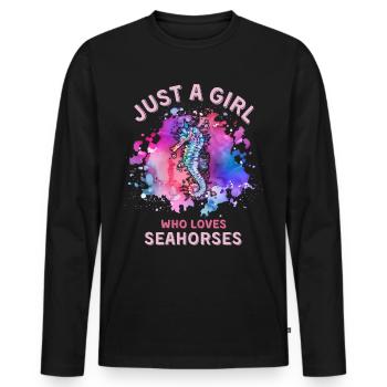 Nur ein Mädchen, das Seepferdchen liebt - Männer Premium Bio Langarmshirt - Schwarz - Vorne - Nico (187cm)